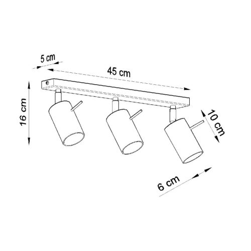 Felületre szerelhető lámpatest RING 3L 3xGU10 Halogén spotlámpa Mozgatható Minimalista Fekete SOLLUX