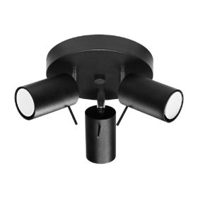  RING mennyezeti lámpa 3xGU10 Reflektor mozgatható halogén lámpatest fekete SOLLUX
