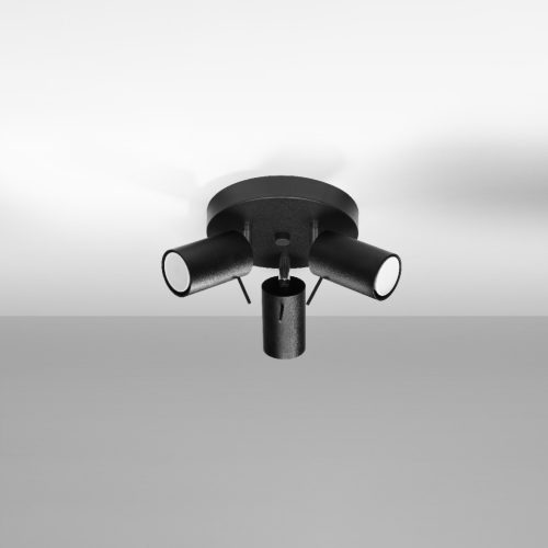 RING mennyezeti lámpa 3xGU10 Reflektor mozgatható halogén lámpatest fekete SOLLUX