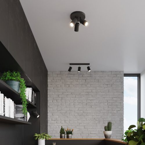 RING mennyezeti lámpa 3xGU10 Reflektor mozgatható halogén lámpatest fekete SOLLUX