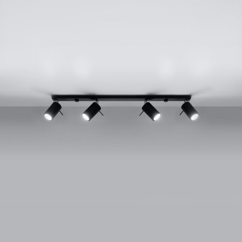 Felületre szerelhető lámpatest RING 4L 4xGU10 Halogén spotlámpa Mozgatható Minimalista Fekete SOLLUX