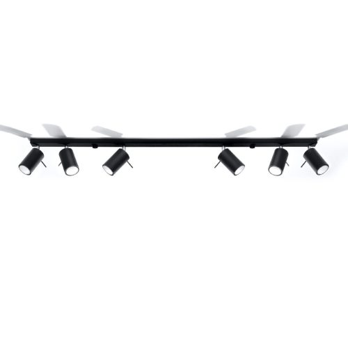 Felületre szerelhető lámpatest RING 6L 6xGU10 Reflektor halogén mozgatható csíkos minimalista fekete SOLLUX