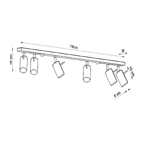 Felületre szerelhető lámpatest RING 6L 6xGU10 Reflektor halogén mozgatható csíkos minimalista fekete SOLLUX