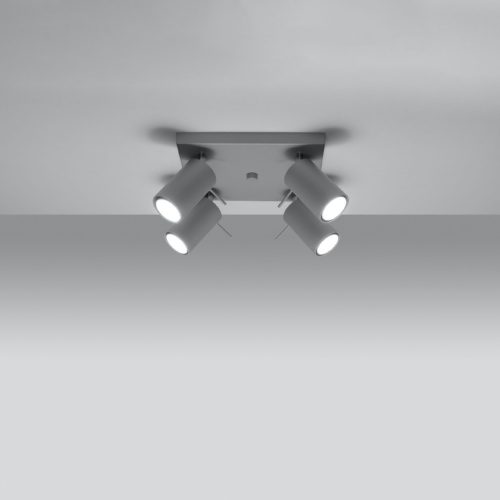 RING mennyezeti lámpa 4xGU10 Reflektor mozgatható halogén lámpatest szürke SOLLUX