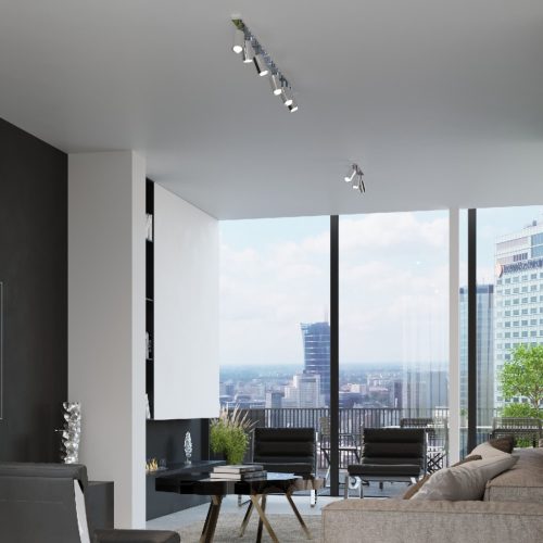 Felületre szerelhető lámpatest RING 6L 6xGU10 Reflektor halogén mozgatható szalag minimalista króm SOLLUX