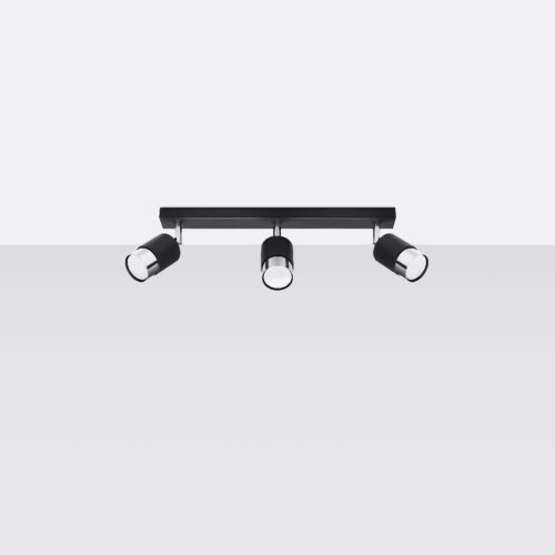 NERO mennyezeti lámpa 3xGU10 fényvisszaverő mozgatható halogén lámpatest 45cm fekete króm SOLLUX