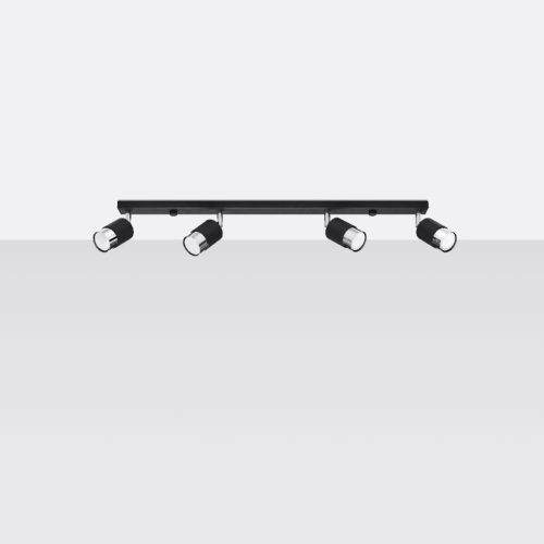 NERO mennyezeti lámpa 4xGU10 fényvisszaverő mozgatható halogén lámpatest 81cm fekete króm SOLLUX