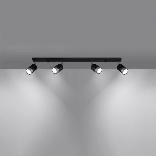 NERO mennyezeti lámpa 4xGU10 fényvisszaverő mozgatható halogén lámpatest 81cm fekete króm SOLLUX