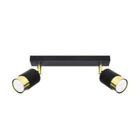   NERO mennyezeti lámpa 2xGU10 reflektoros mozgatható halogén lámpatest 30cm fekete arany SOLLUX