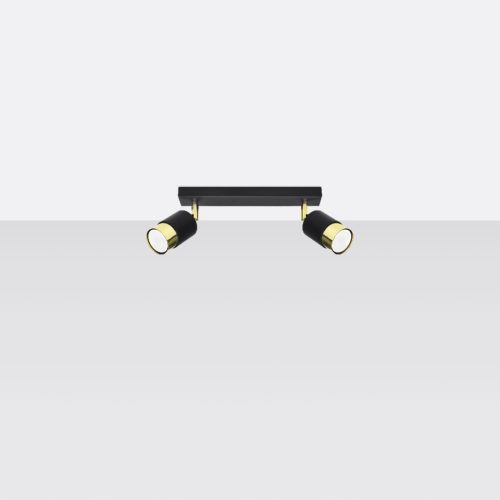 NERO mennyezeti lámpa 2xGU10 reflektoros mozgatható halogén lámpatest 30cm fekete arany SOLLUX