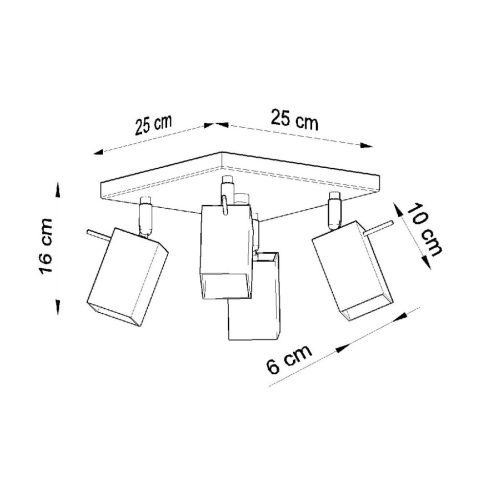 MERIDA mennyezeti lámpa 4xGU10 Reflektor Halogén Fixture Mozgatható Négyzet 25x25 Fehér SOLLUX