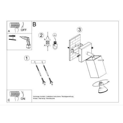 Felületre szerelhető fali lámpa MERIDA GU10 Spotlámpa mozgatható, minimalista fekete SOLLUX