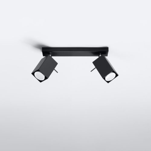 Felületre szerelhető lámpatest MERIDA 2 2xGU10 Halogén spotlámpa Mozgatható Minimalista Fekete SOLLUX