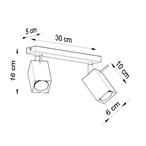 Felületre szerelhető lámpatest MERIDA 2 2xGU10 Halogén spotlámpa Mozgatható Minimalista Fekete SOLLUX