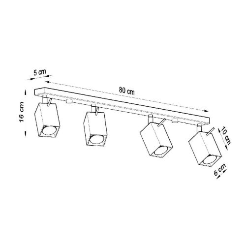 Felületre szerelhető lámpatest MERIDA 4L 4xGU10 Halogén spotlámpa Mozgatható Minimalista Fekete SOLLUX
