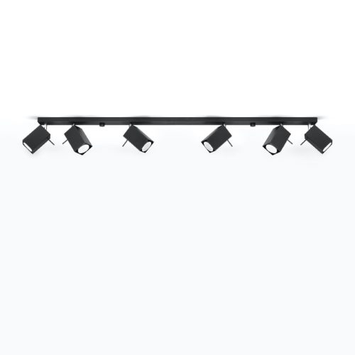Felületre szerelhető lámpatest MERIDA 6L 6xGU10 Spotlámpa halogén mozgatható szalag minimalista fekete SOLLUX