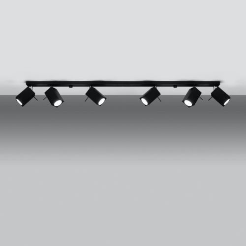 Felületre szerelhető lámpatest MERIDA 6L 6xGU10 Spotlámpa halogén mozgatható szalag minimalista fekete SOLLUX