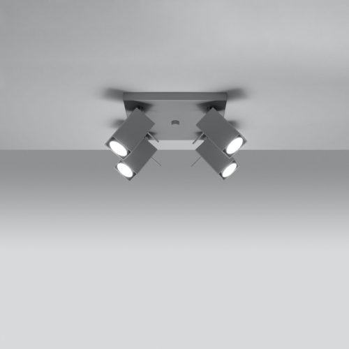 MERIDA mennyezeti lámpa 4xGU10 reflektor mozgatható halogén négyzet alakú lámpatest 25x25 szürke SOLLUX