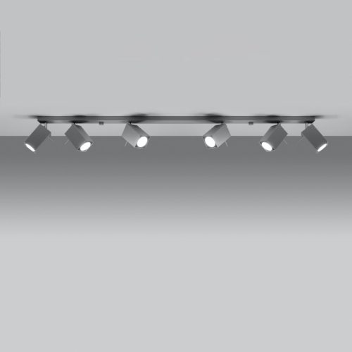 MERIDA mennyezeti lámpa 6xGU10 reflektoros mozgatható halogén lámpatest 118cm szürke SOLLUX