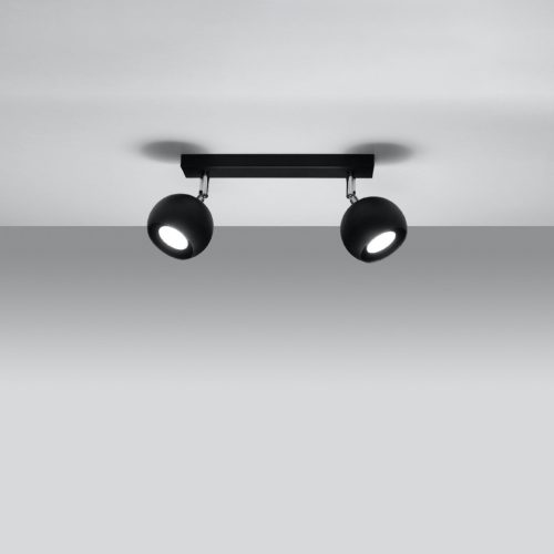OCULARE mennyezeti lámpa 2xGU10 fényvisszaverő mozgatható halogén lámpatest 30cm fekete SOLLUX