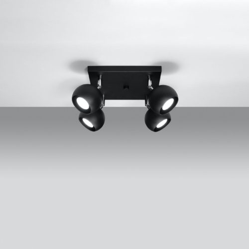 OCULARE mennyezeti lámpa 4xGU10 reflektoros mozgatható halogén lámpatest 25x25 fekete SOLLUX