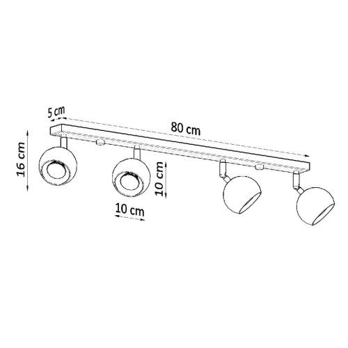 OCULARE mennyezeti lámpa 4xGU10 fényvisszaverő mozgatható halogén lámpatest 80cm fekete SOLLUX