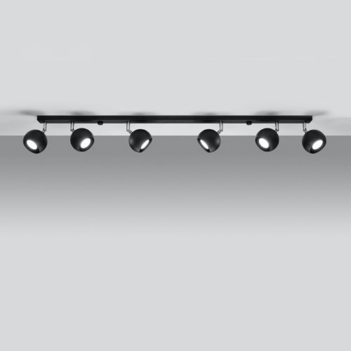 OCULARE mennyezeti lámpa 6xGU10 fényvisszaverő mozgatható halogén lámpatest 118cm fekete SOLLUX