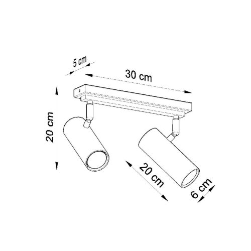 DIREZIONE mennyezeti lámpa 2xGU10 reflektoros mozgatható halogén lámpatest 30cm fekete SOLLUX