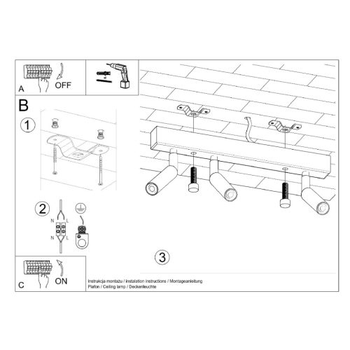 Felületre szerelhető lámpatest EYETECH 3 3xG9 Mozgatható spotlámpa Modern fekete SOLLUX