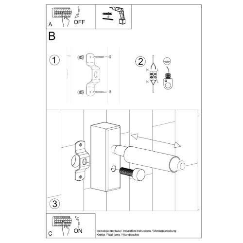 EYETECH G9 LED fali lámpa mozgatható fehér SOLLUX