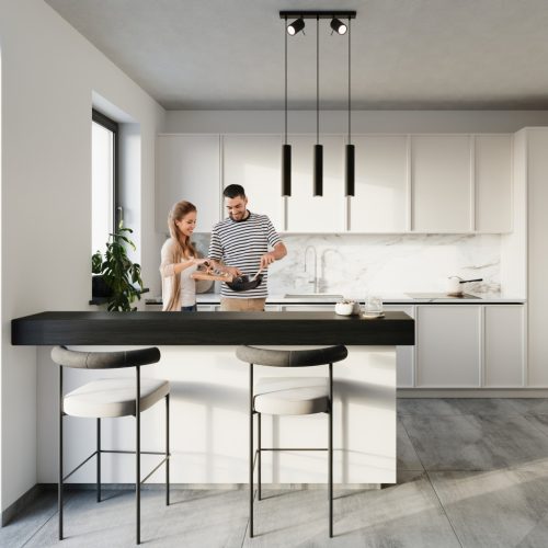 LED függő mennyezeti lámpa GYŰRŰ 5xGU10 túlnyúló mozgatható spotlámpák fekete SOLLUX