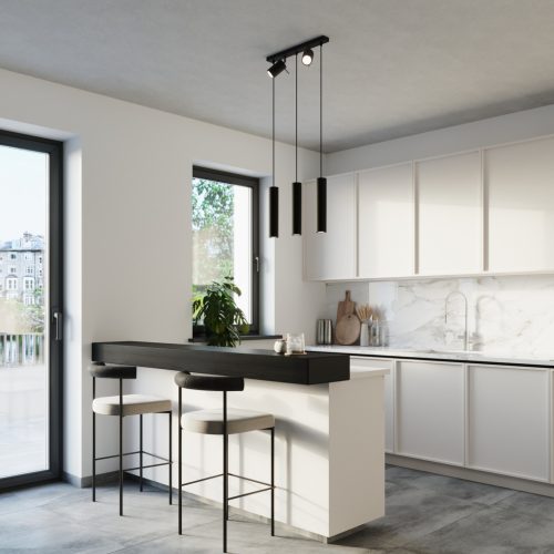 LED függő mennyezeti lámpa GYŰRŰ 5xGU10 túlnyúló mozgatható spotlámpák fekete SOLLUX