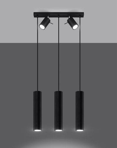 LED függő mennyezeti lámpa GYŰRŰ 5xGU10 túlnyúló mozgatható spotlámpák fekete SOLLUX