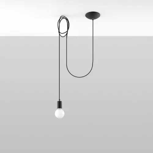 EDISON 1 LONG E27 függesztett mennyezeti lámpa 3m loft fekete SOLLUX