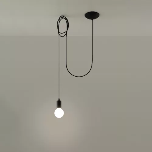 EDISON 1 LONG E27 függesztett mennyezeti lámpa 3m loft fekete SOLLUX