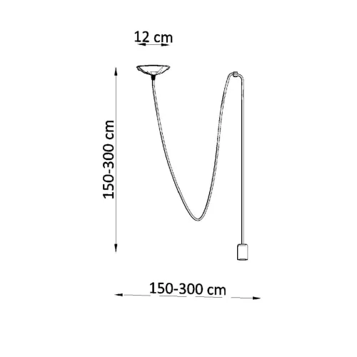 EDISON 1 LONG E27 függesztett mennyezeti lámpa 3m loft fekete SOLLUX