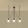 LED függesztett mennyezeti lámpa EDISON 3xE27 csillár fekete SOLLUX
