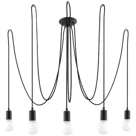   EDISON 5 függesztett mennyezeti lámpa 5xE27 Spider csillár loft fekete SOLLUX