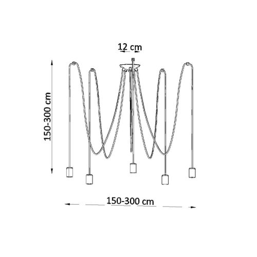 EDISON 5 függesztett mennyezeti lámpa 5xE27 Spider csillár loft fekete SOLLUX