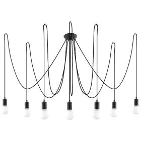   EDISON 7 függesztett mennyezeti lámpa 7xE27 Spider csillár loft fekete SOLLUX