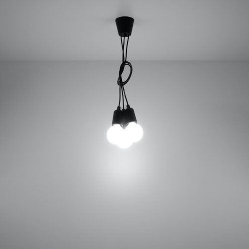 LED függő mennyezeti lámpa DIEGO 3xE27 túlnyúló fekete SOLLUX