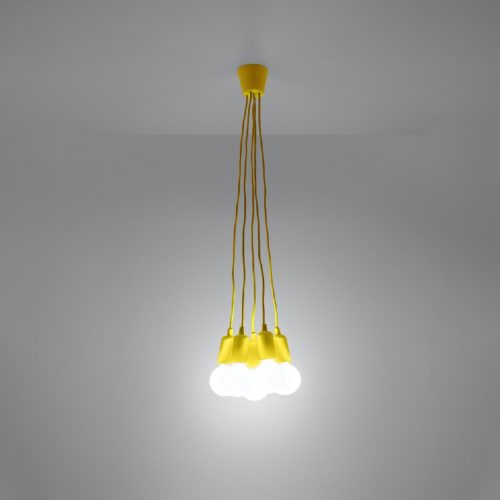 DIEGO 5xE27 LED függő mennyezeti lámpa sárga SOLLUX