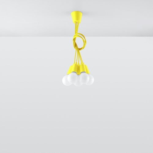 DIEGO 5xE27 LED függő mennyezeti lámpa sárga SOLLUX