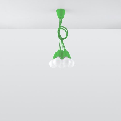 LED függő mennyezeti lámpa DIEGO 5xE27 túlnyúló zöld SOLLUX