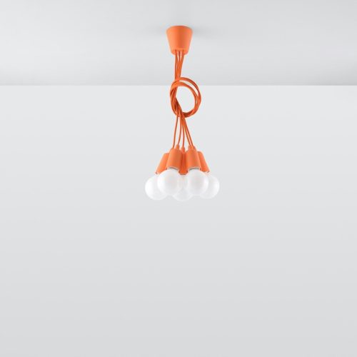 LED függő mennyezeti lámpa DIEGO 5xE27 túlnyúló narancssárga SOLLUX