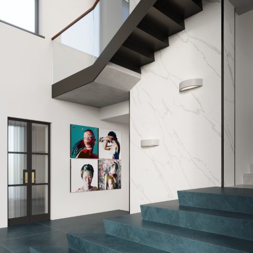 LED fali lámpa ATENA E27 félkör alakú kerámia szürke SOLLUX fali lámpa