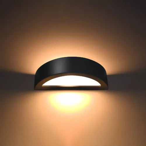 ATENA E27 LED Fali lámpa Félkör alakú kerámia fekete SOLLUX