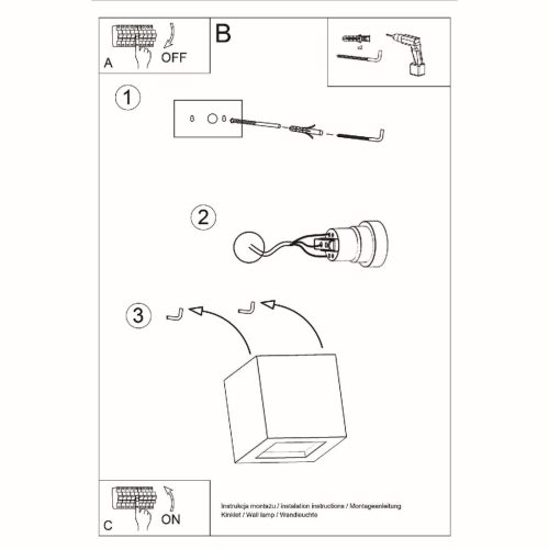 Fali lámpa LEO E27 Felső Kerámia Kocka Modern Fehér SOLLUX