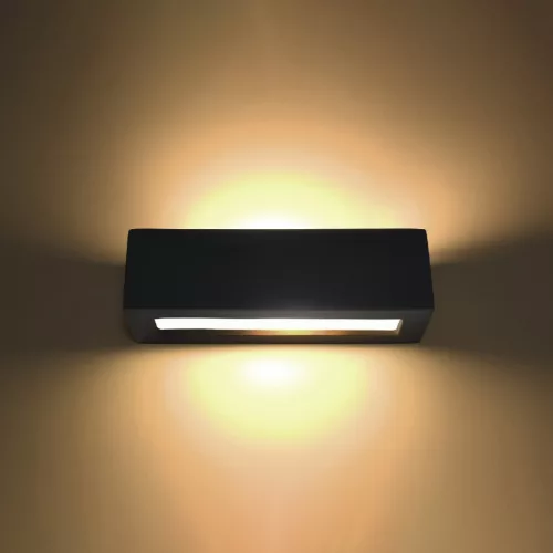 VEGA E27 fali lámpa felfelé-alul négyszögletes kerámia modern fekete SOLLUX