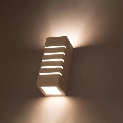 SAMIR E27 LED fali lámpa négyszögletes kerámia fehér SOLLUX